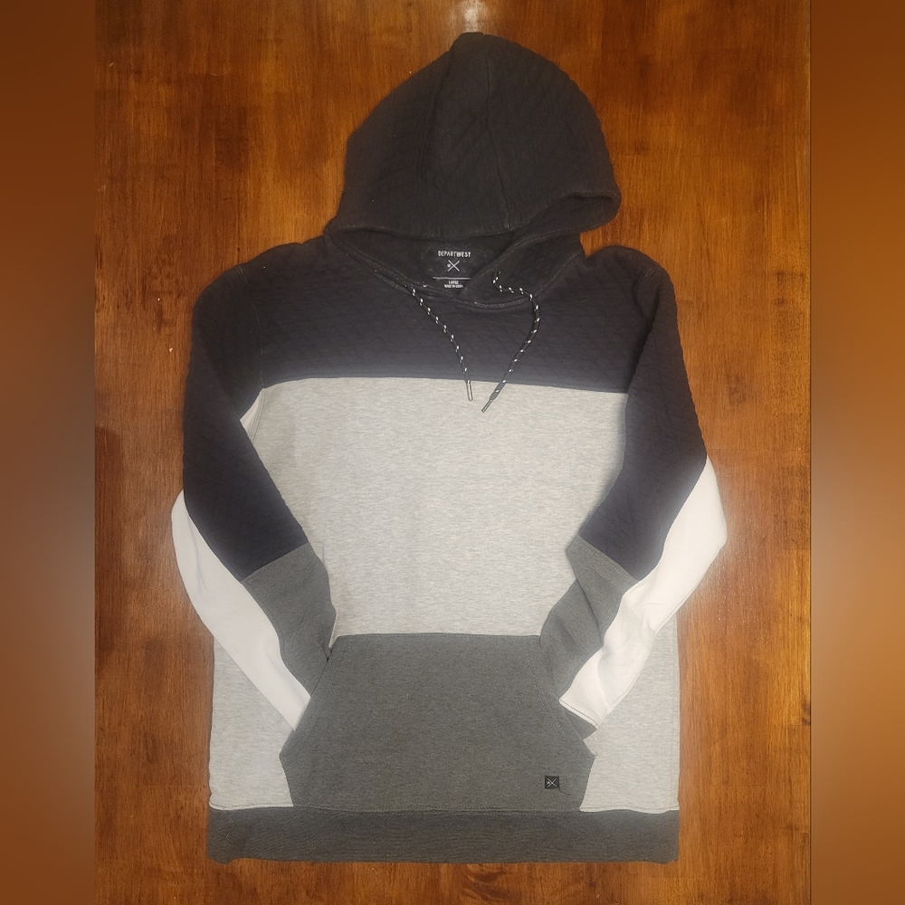 Quilted Color Block Hooded Sweatshirt